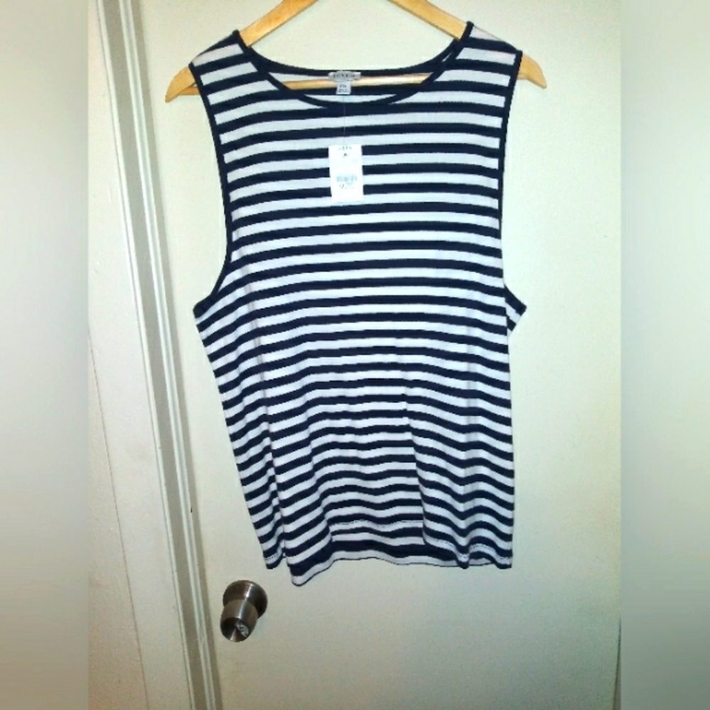 J Crew Factory Navy And White Striped Tank Size XXL New With Tags